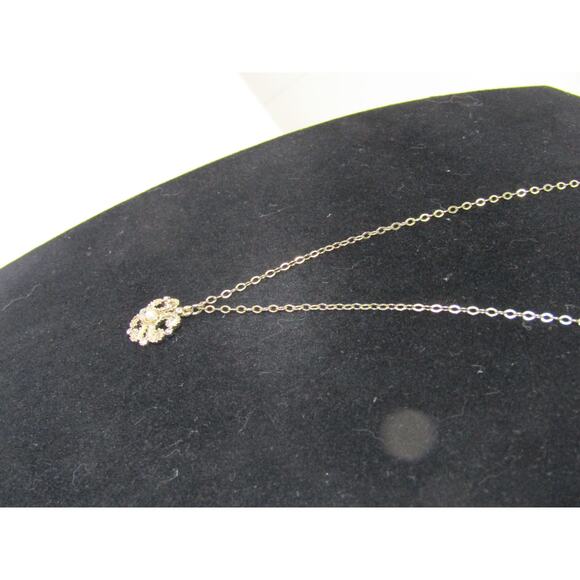 Gold Tone VTG Ornate Victorian Faux Pearl Rhinestone Necklace 24" Dainty Elegant - Picture 4 of 7